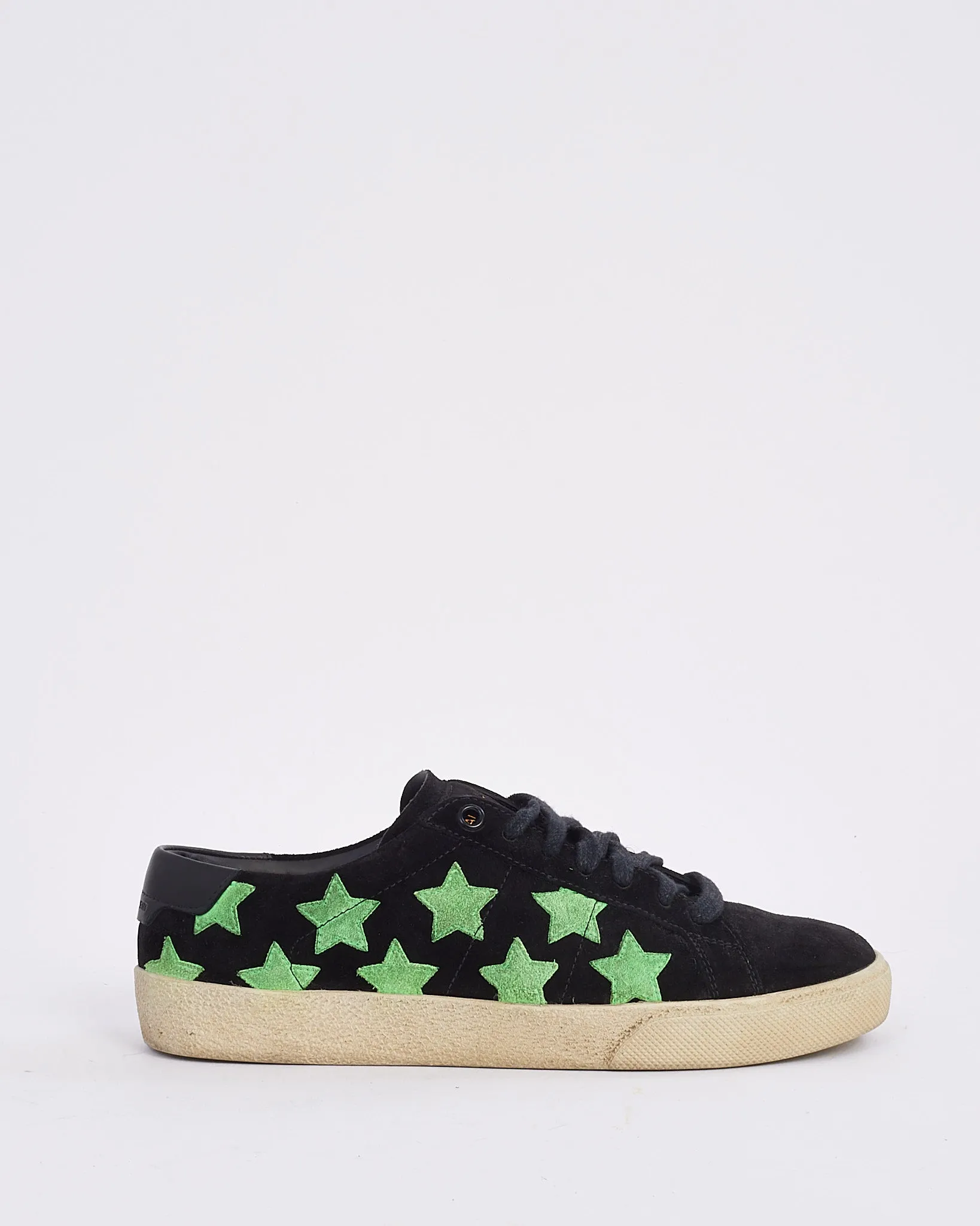 Saint Laurent Black Suede Star Court Sneaker - 38.5