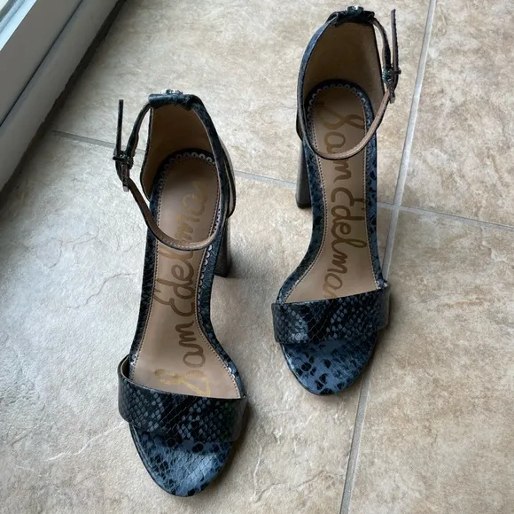 Sam Edelman Yaro Womens Snake Print Leather Heels