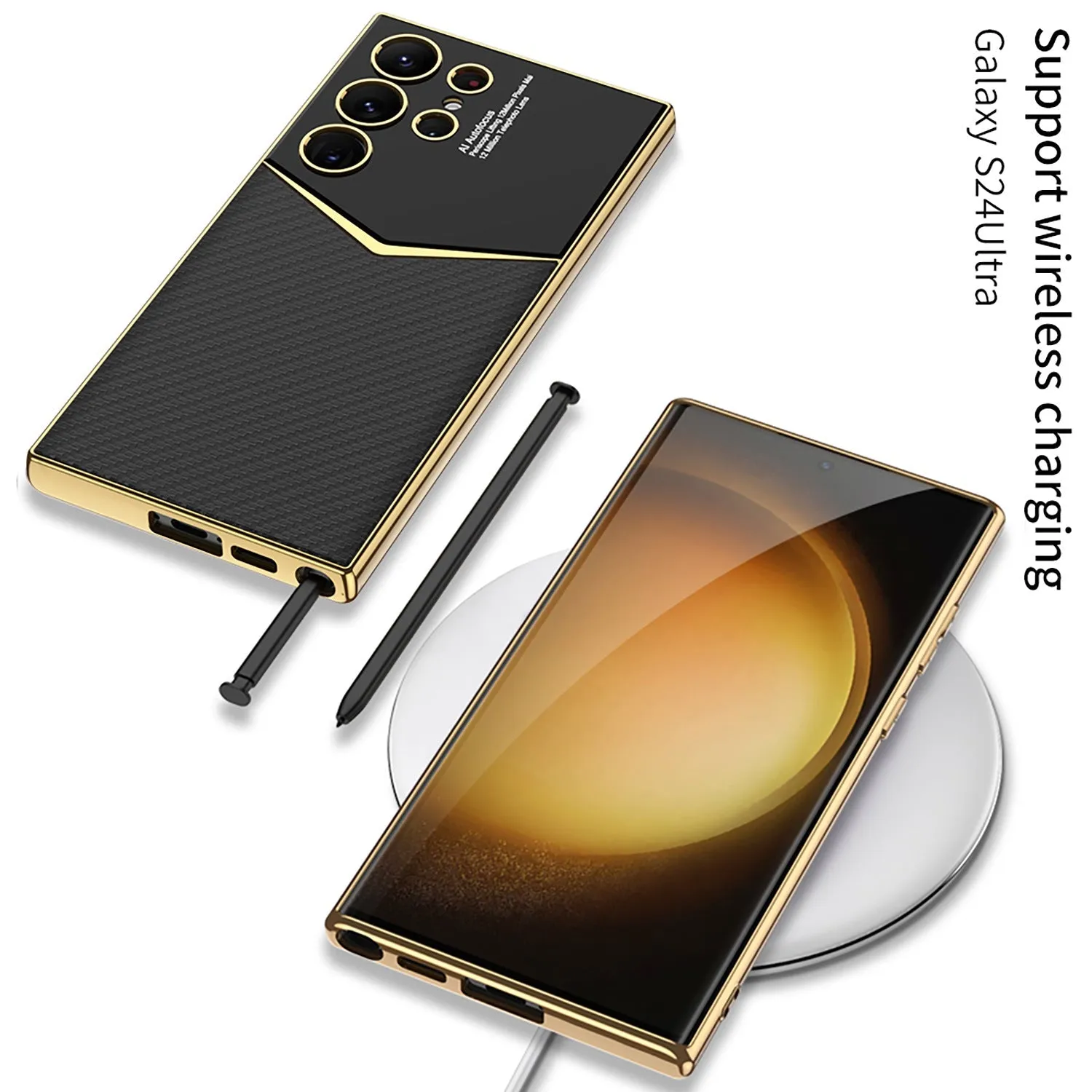 Samsung S24Ultra Electroplated Solid Color Leather S24 Series Case