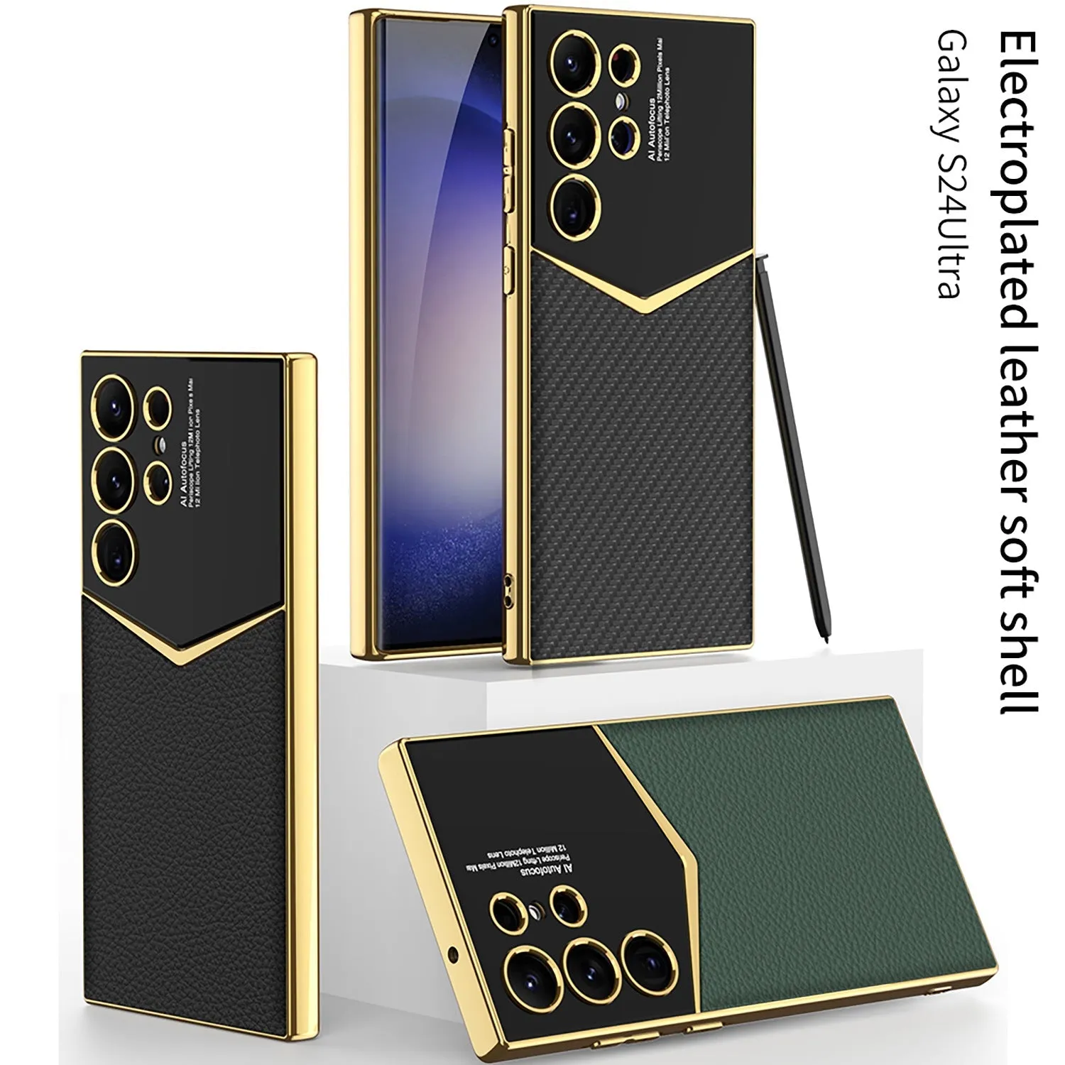 Samsung S24Ultra Electroplated Solid Color Leather S24 Series Case