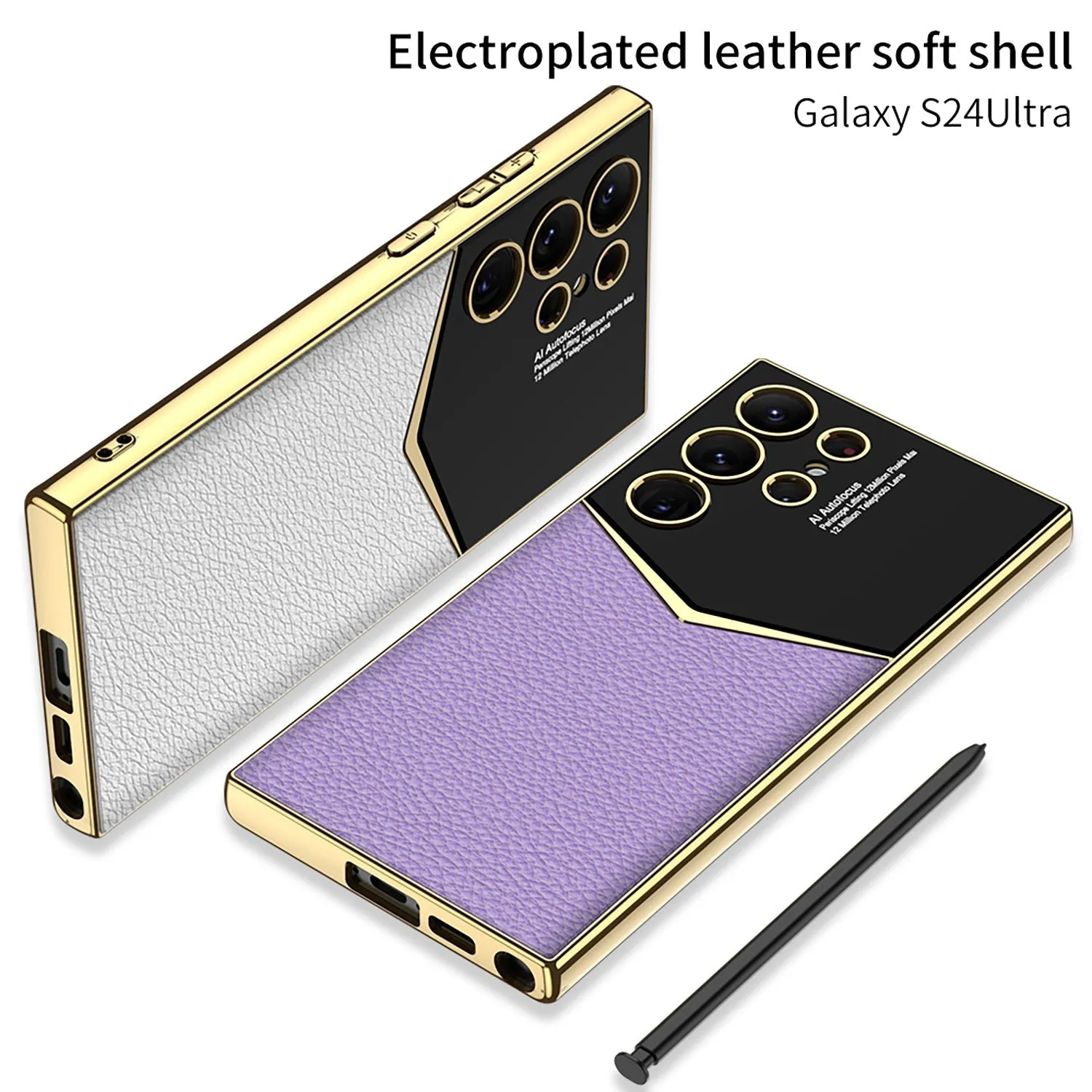 Samsung S24Ultra Electroplated Solid Color Leather S24 Series Case