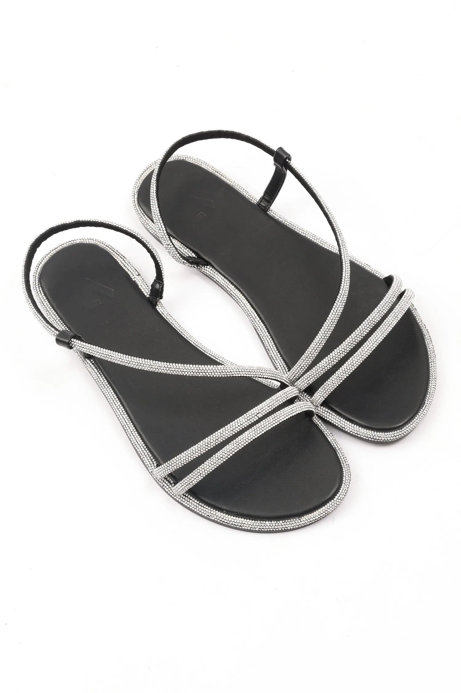 SANDALS WITH SHINY KNOT STRAPS-BLACK