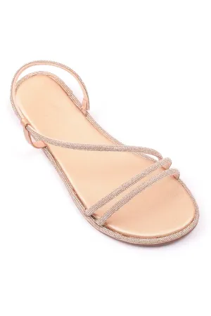 SANDALS WITH SHINY KNOT STRAPS-CHAMPAGNE
