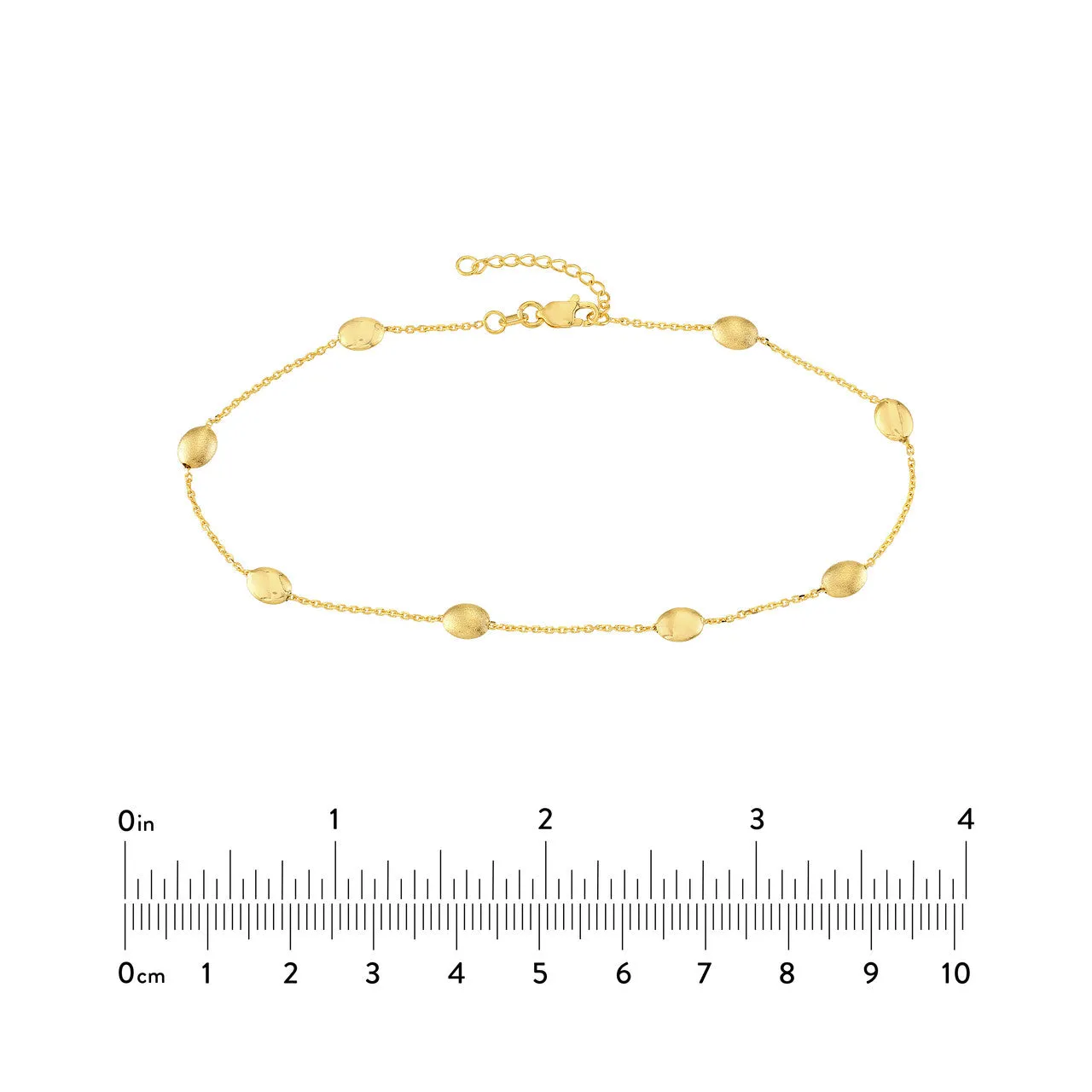 Satin and Polished Coffee Bean Adjustable Anklet