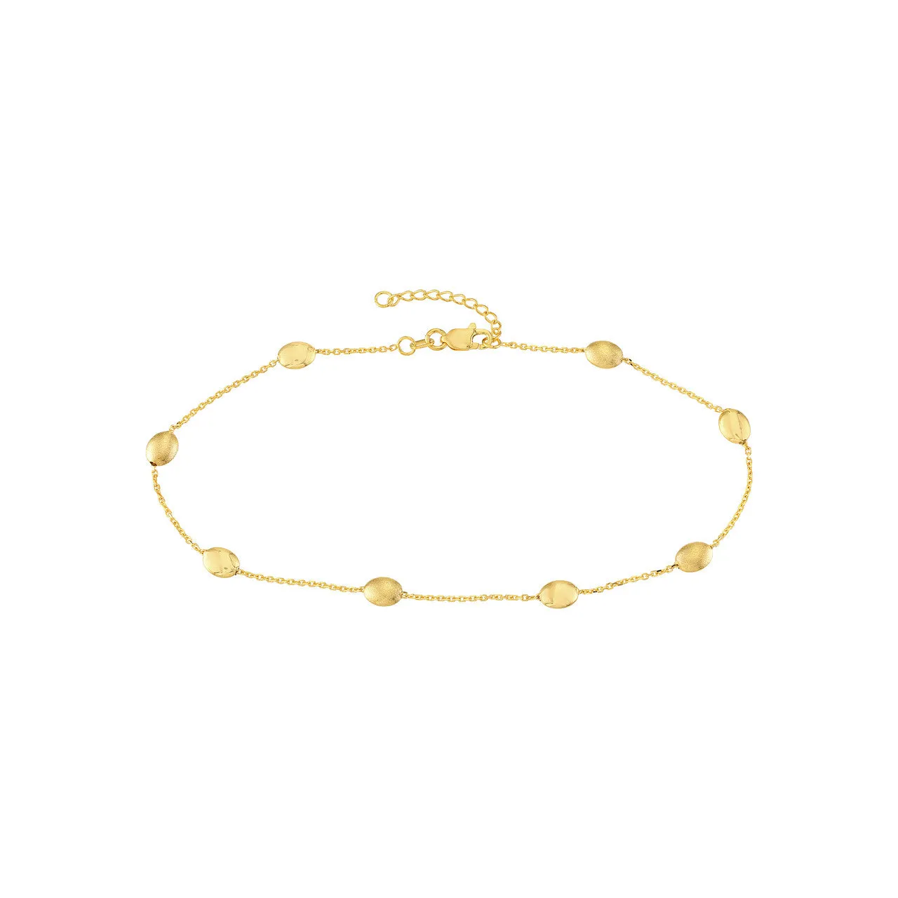 Satin and Polished Coffee Bean Adjustable Anklet