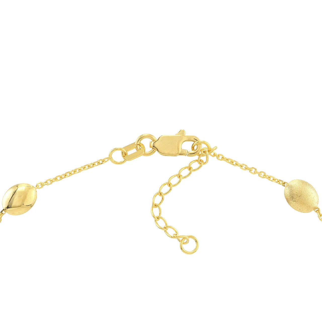 Satin and Polished Coffee Bean Adjustable Anklet