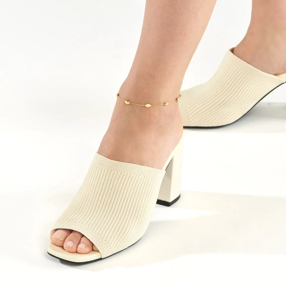 Satin and Polished Coffee Bean Adjustable Anklet