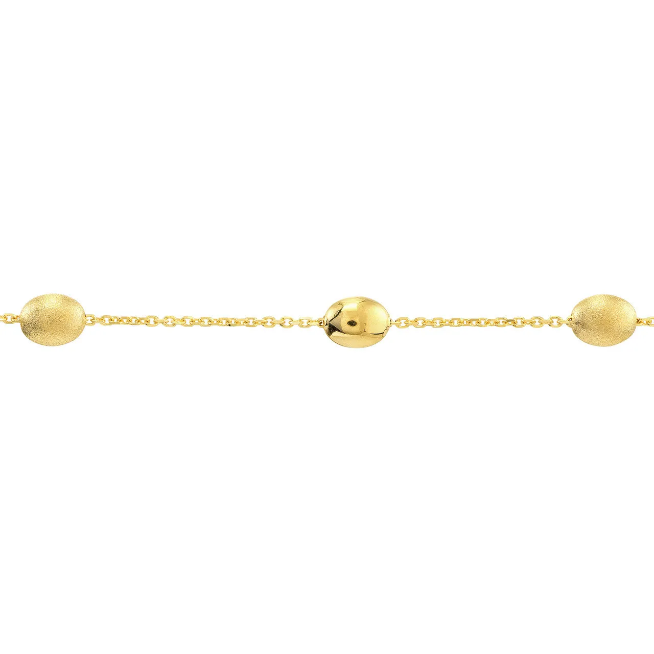 Satin and Polished Coffee Bean Adjustable Anklet