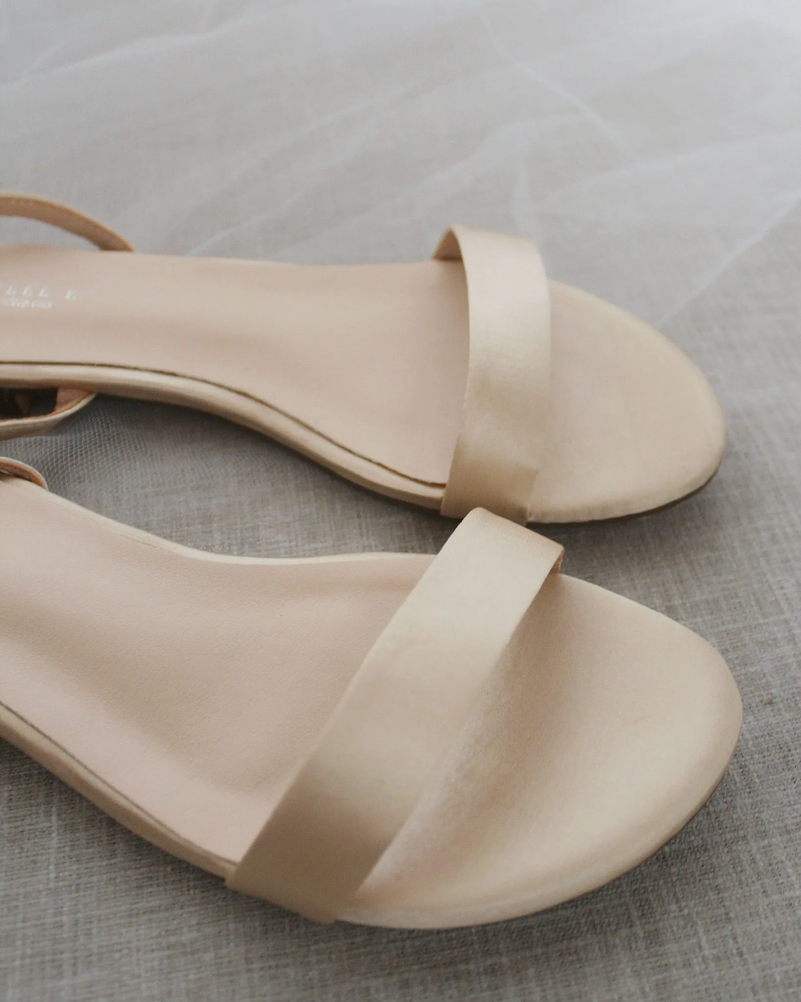Satin Flat Sandal with Ankle Strap