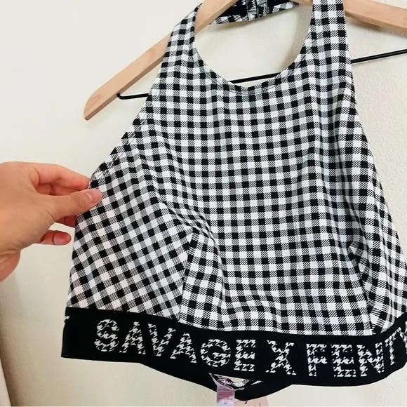 Savage x Fenty Women's Black/White Houndstooth Sports Bra Top Size 2x NWT