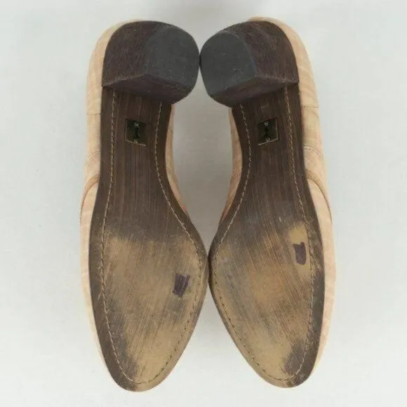 Schuler &amp; Sons Philadelphia Women's Size 8.5 Cream Plaid Leather Slip On Heels