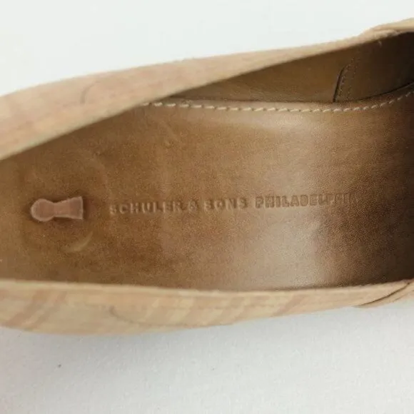 Schuler &amp; Sons Philadelphia Women's Size 8.5 Cream Plaid Leather Slip On Heels