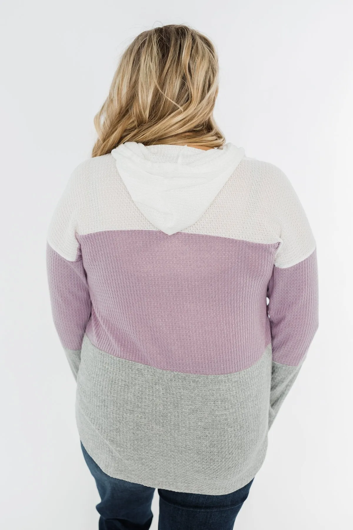 See Where It Goes Color Block Hoodie- Lavender & Grey