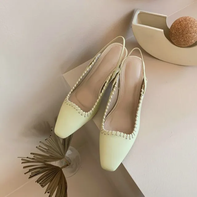 Sewing Cow Leather Women Pumps