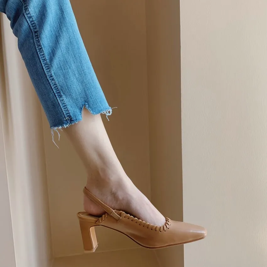 Sewing Cow Leather Women Pumps