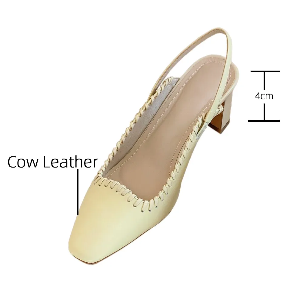 Sewing Cow Leather Women Pumps