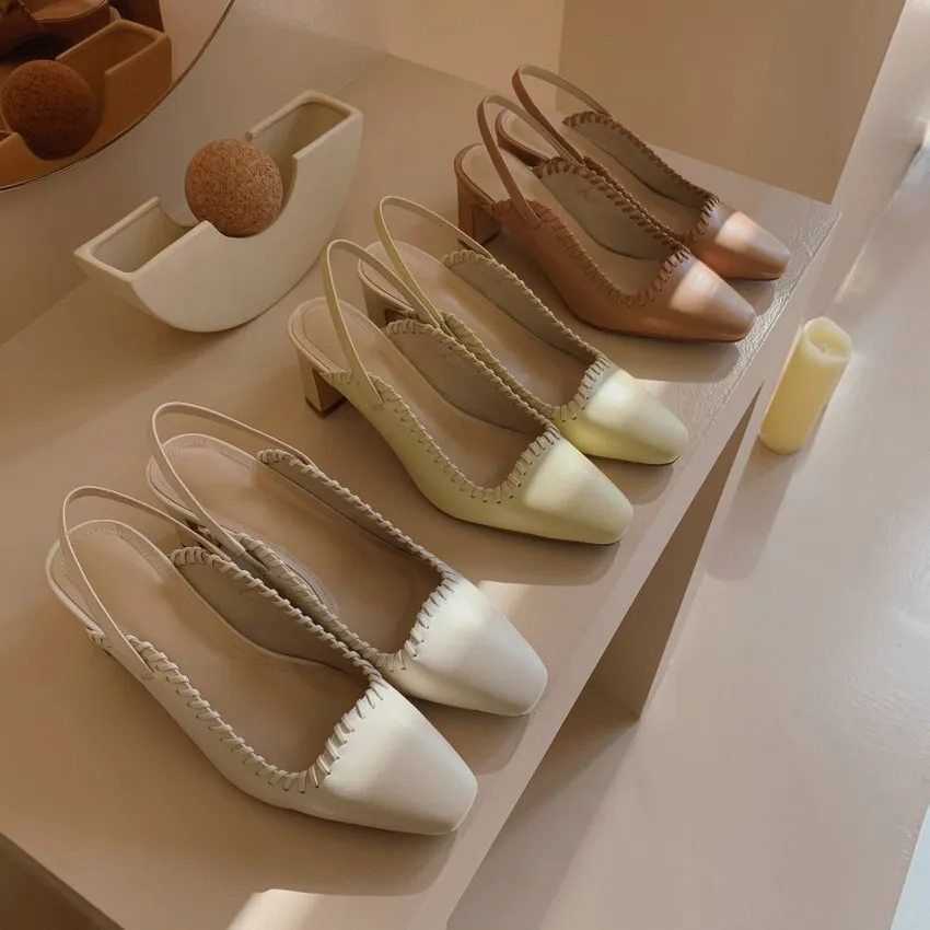 Sewing Cow Leather Women Pumps