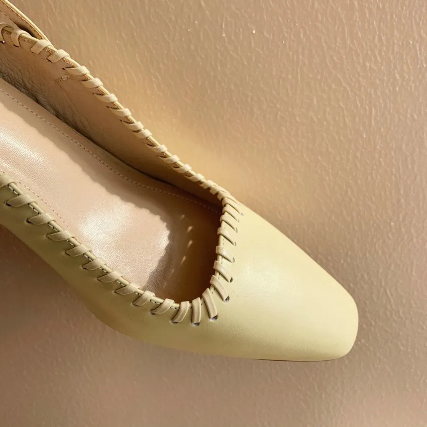 Sewing Cow Leather Women Pumps