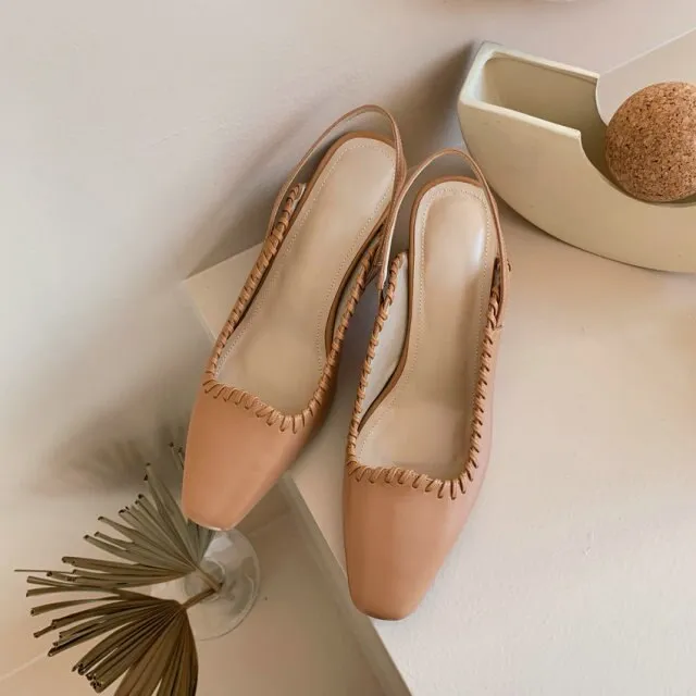 Sewing Cow Leather Women Pumps