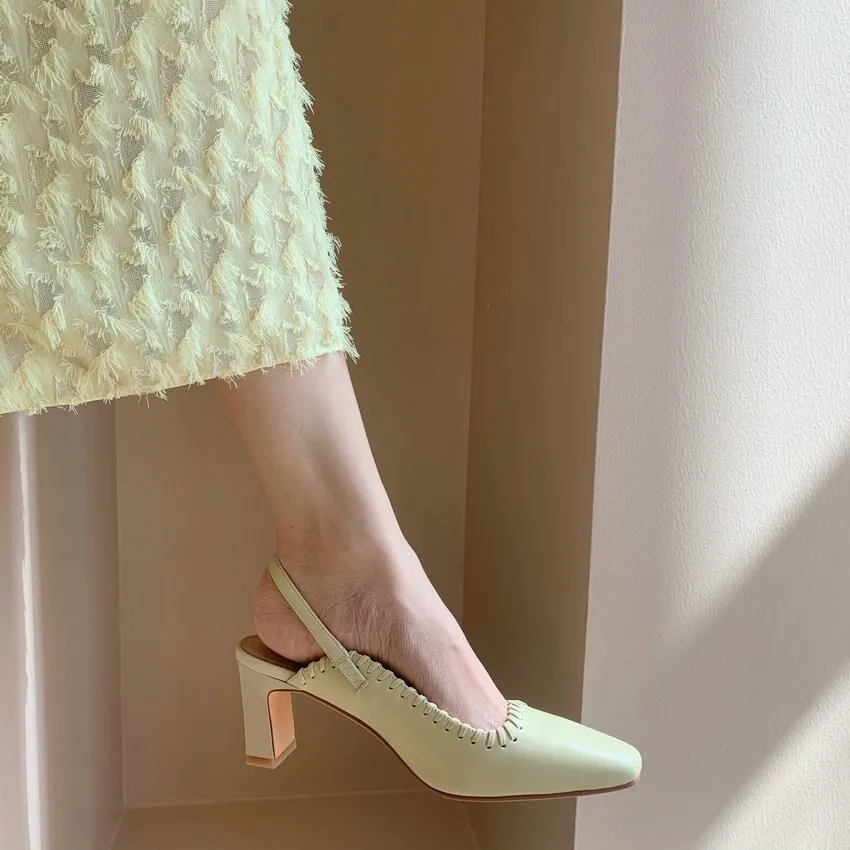 Sewing Cow Leather Women Pumps