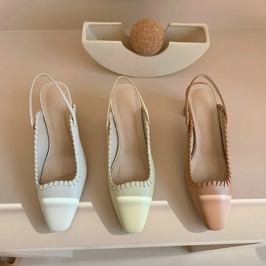 Sewing Cow Leather Women Pumps