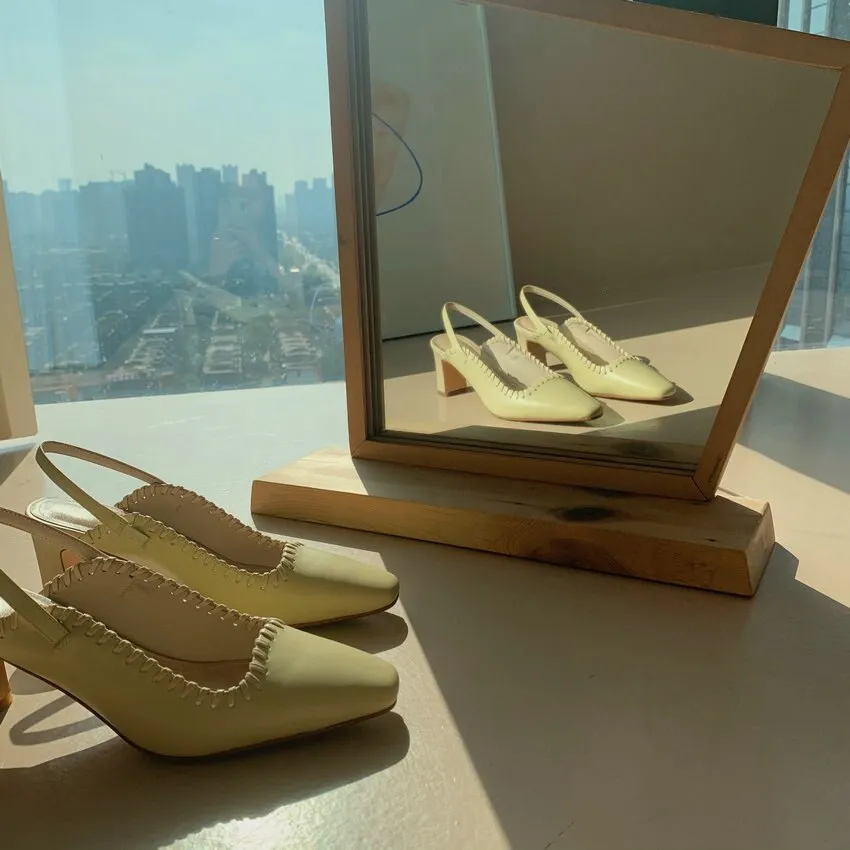 Sewing Cow Leather Women Pumps