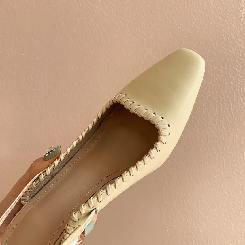 Sewing Cow Leather Women Pumps