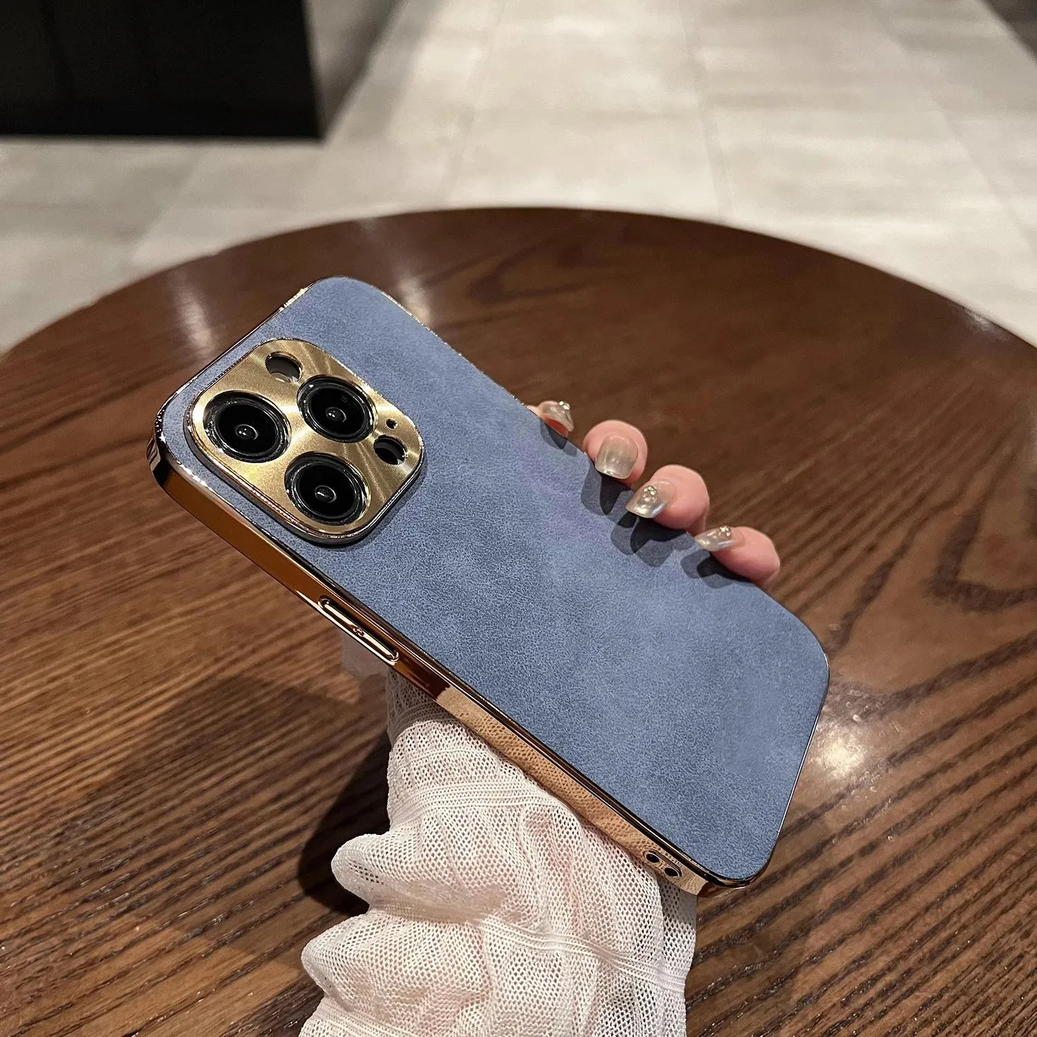 Sheepskin Leather Gold Plating Case For iPhone