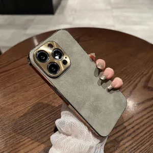 Sheepskin Leather Gold Plating Case For iPhone