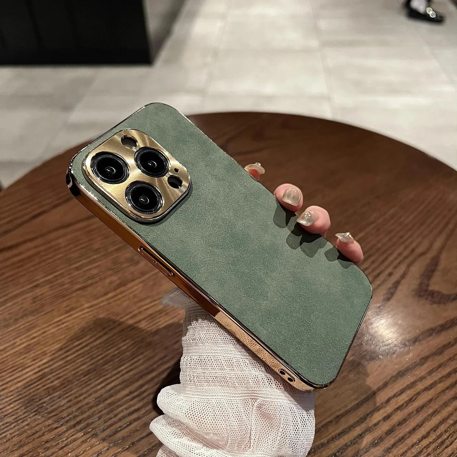 Sheepskin Leather Gold Plating Case For iPhone