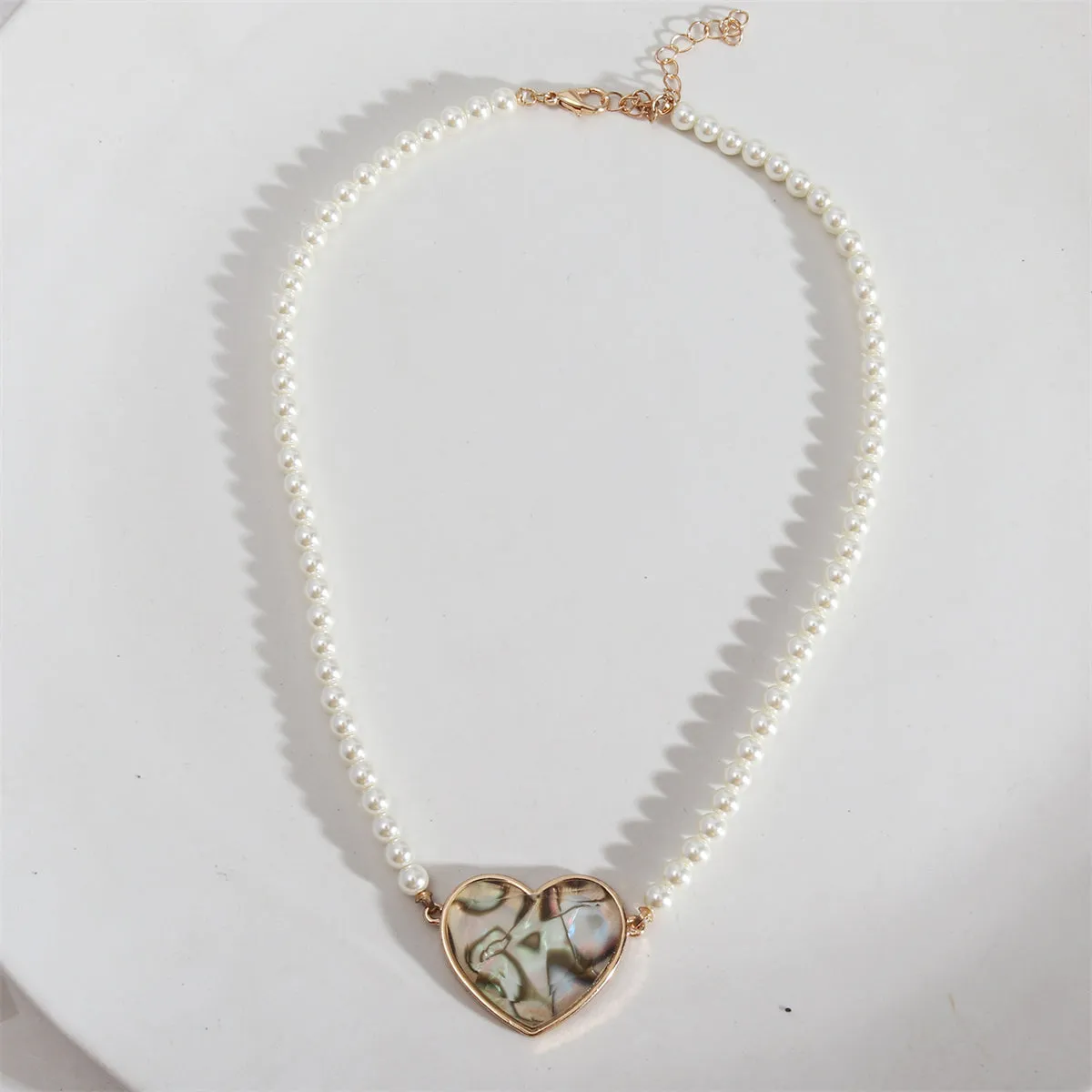 Shell & Pearl 18K Gold-Plated Heart Pendant Necklace