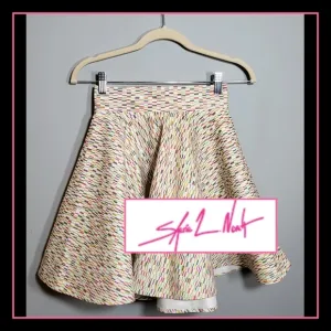 SHERIE L. NEVETT NWT Skirt | Size 2 | Full A-line Fit | Plastic Neon Confetti