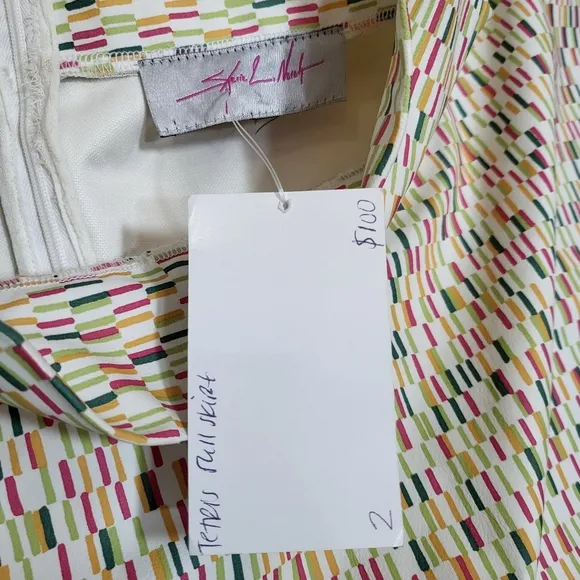 SHERIE L. NEVETT NWT Skirt | Size 2 | Full A-line Fit | Plastic Neon Confetti