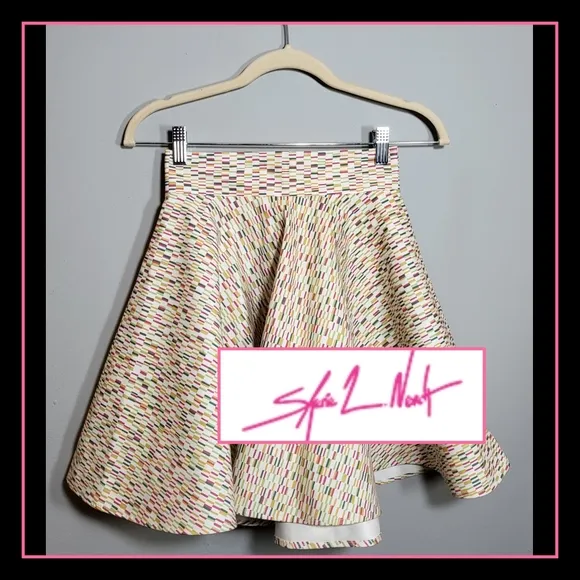 SHERIE L. NEVETT NWT Skirt | Size 2 | Full A-line Fit | Plastic Neon Confetti