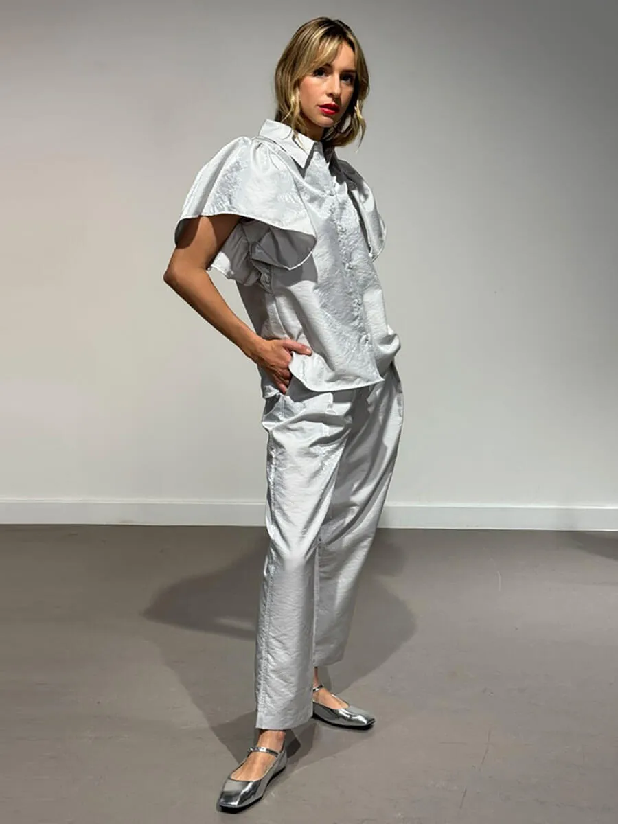 Shiny Casual Volume Pants
