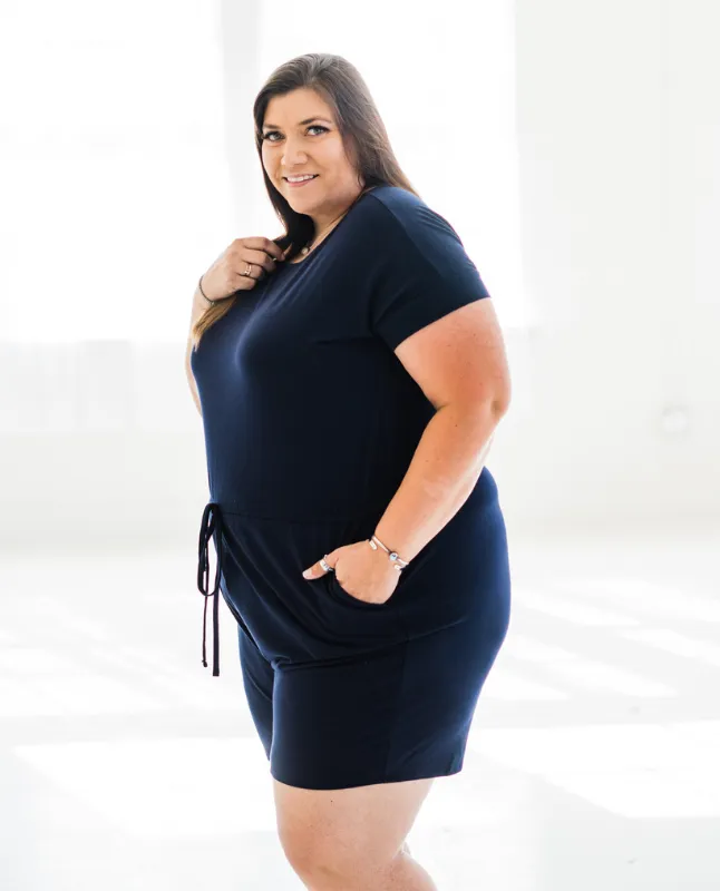 Short-Sleeved Romper in Classic Black