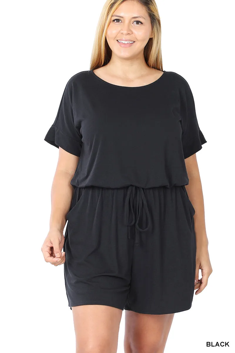 Short-Sleeved Romper in Classic Black