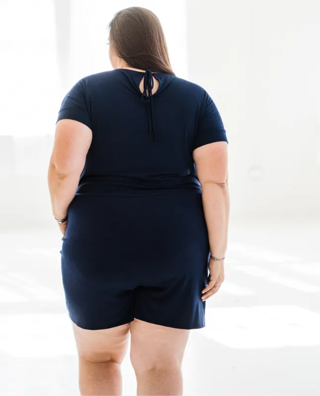 Short-Sleeved Romper in Classic Black