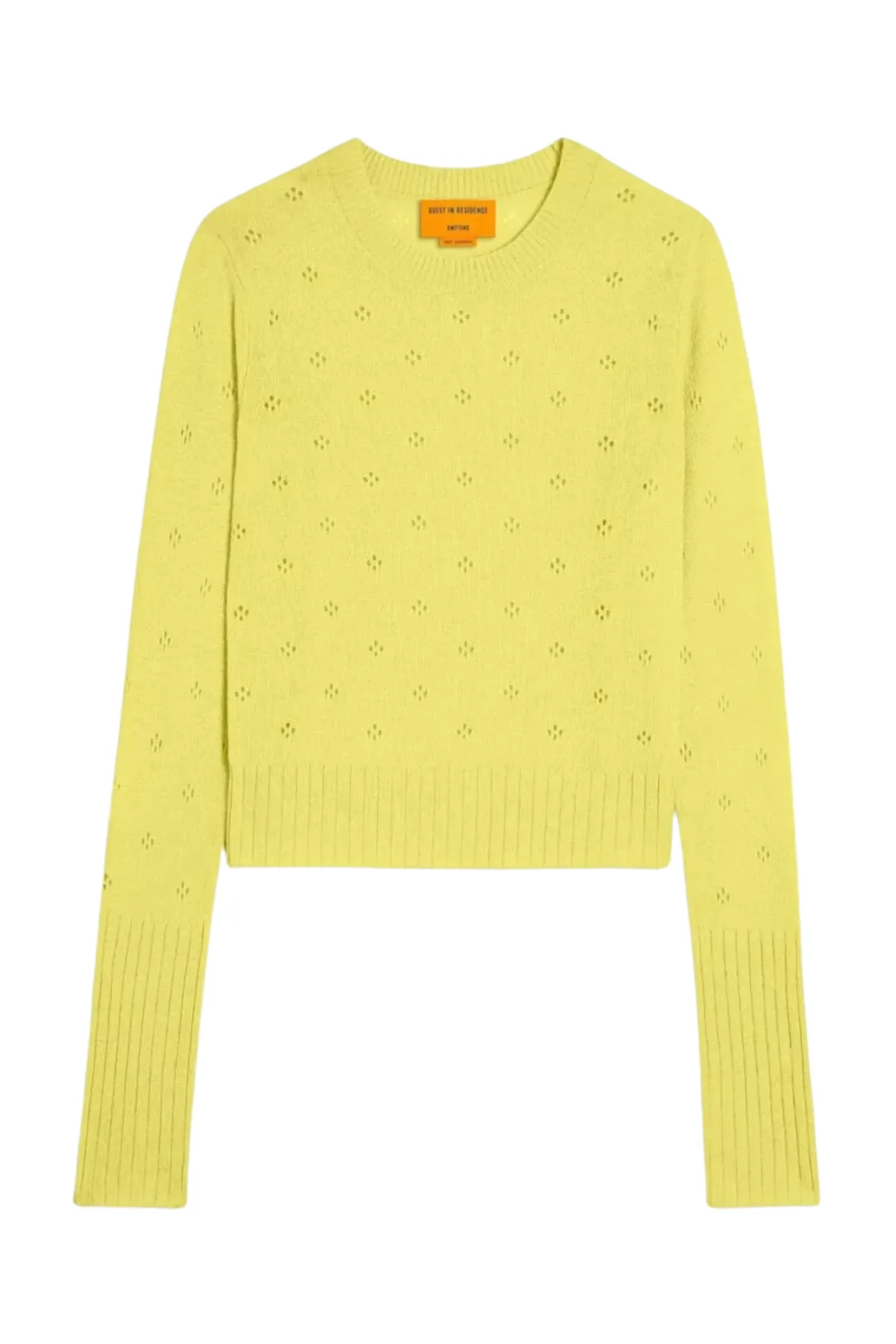 Shrunken Pointelle Crew | Lemon