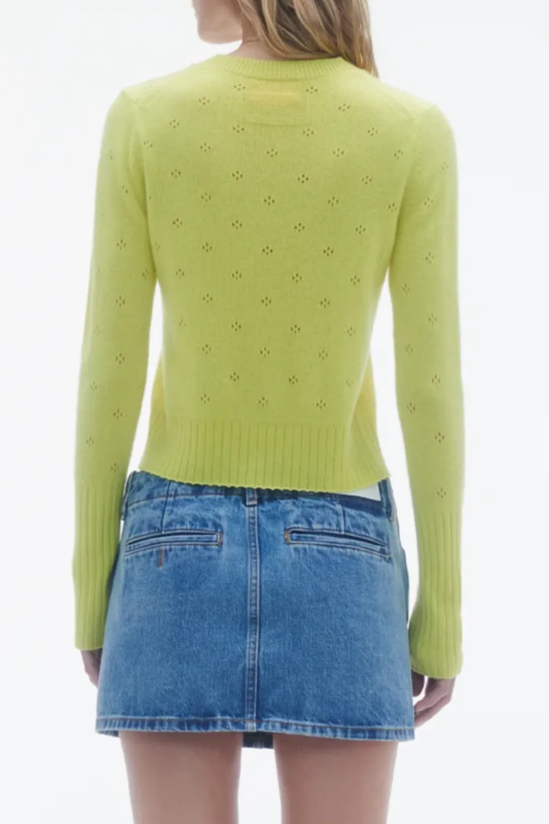 Shrunken Pointelle Crew | Lemon