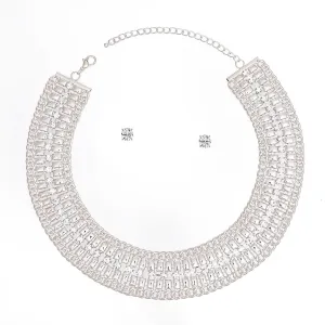 Silver Multi Link Rhinestone Collar