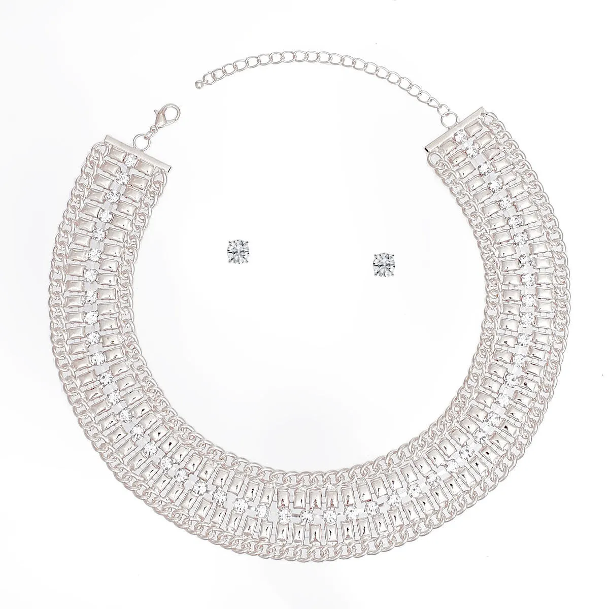 Silver Multi Link Rhinestone Collar