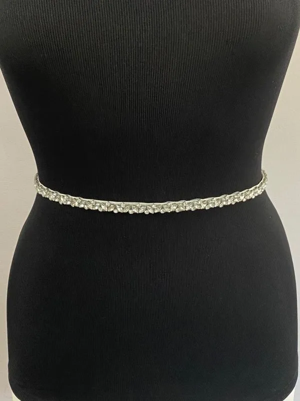 Silver Rhinestone Marquise Cut 1111 Belt
