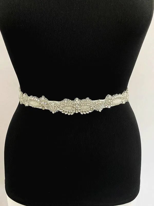 Silver/Pearl Rhinestone/Pearl 1112 Belt