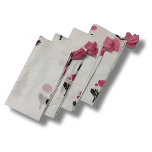 Simplistic Flower Block Print White Cotton Napkins