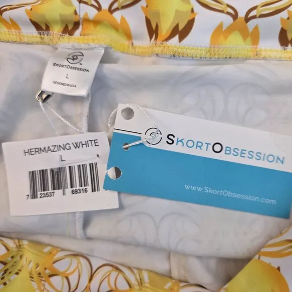 Skort Obsession Women's Golf Skort Hermazing White &amp; Yellow Multicolor Large
