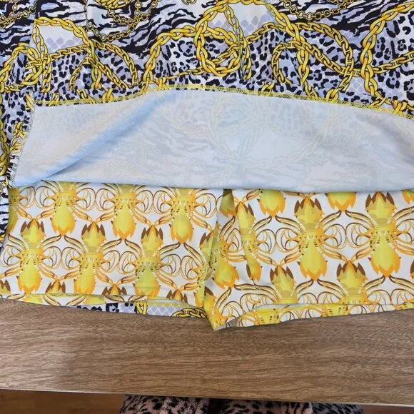 Skort Obsession Women's Golf Skort Hermazing White &amp; Yellow Multicolor Large