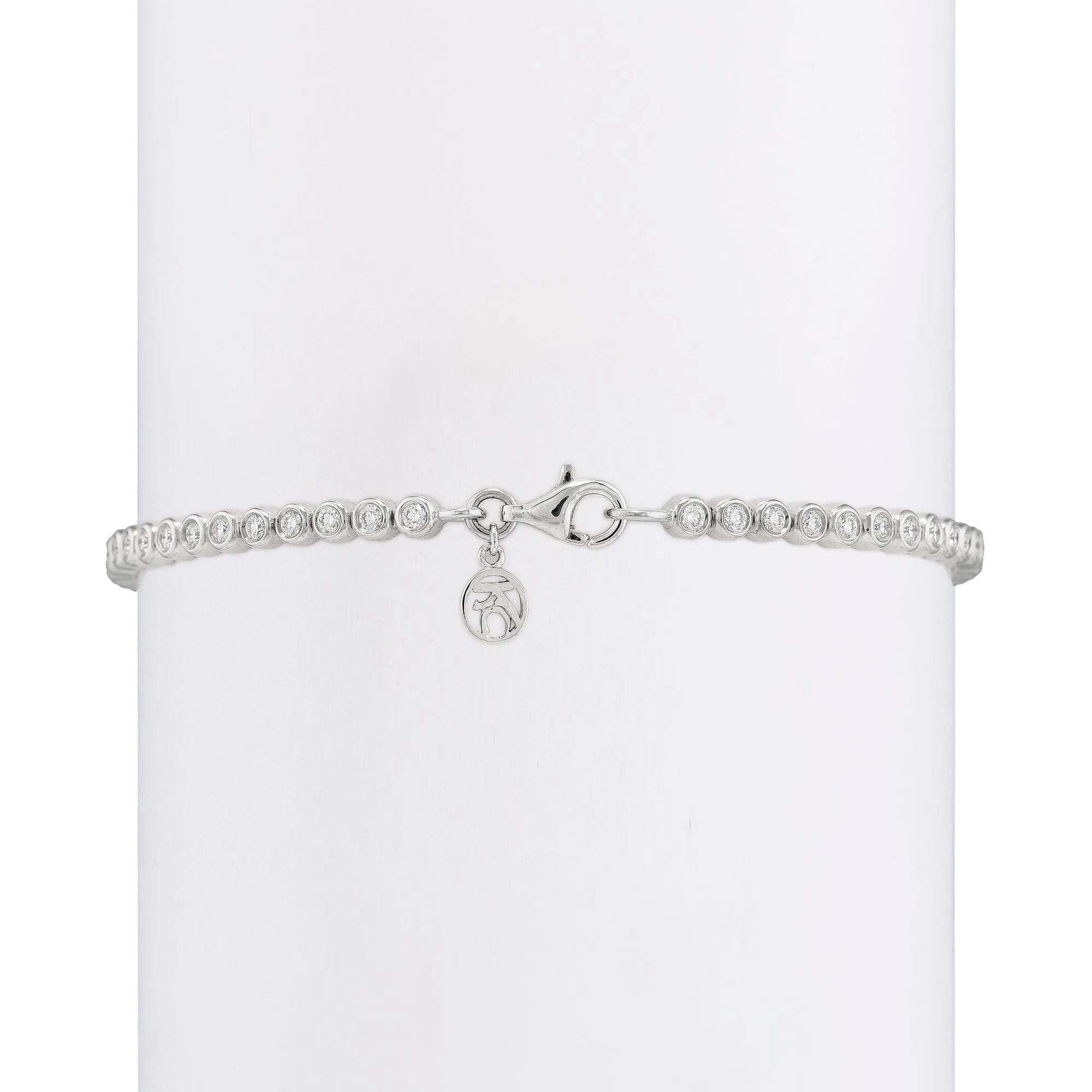 Small Classic Straight Row White Diamond Bracelet