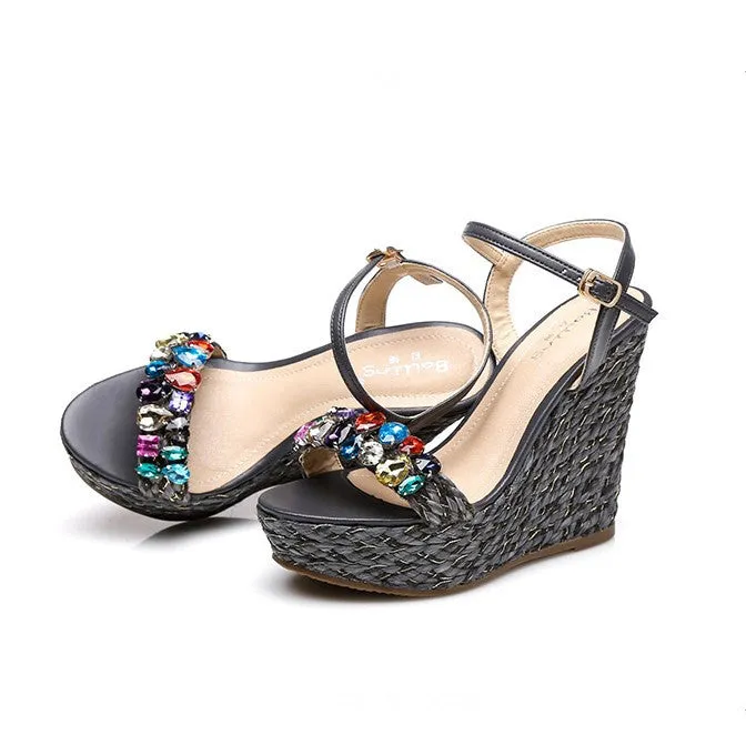 Small Feet Girls Rhinestone Wedge Sandals SS257