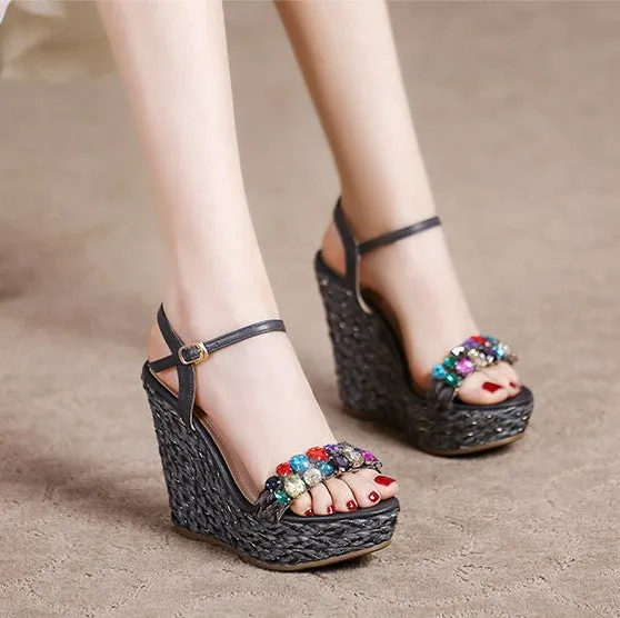 Small Feet Girls Rhinestone Wedge Sandals SS257